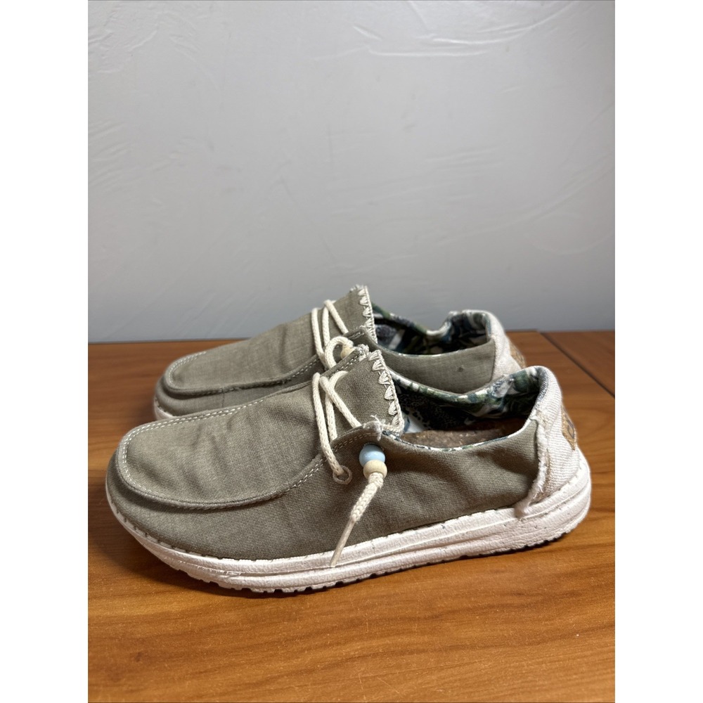 Hey Dude Wendy Natural Rosemary Green Casual Shoes Slip On Green Boho US 6